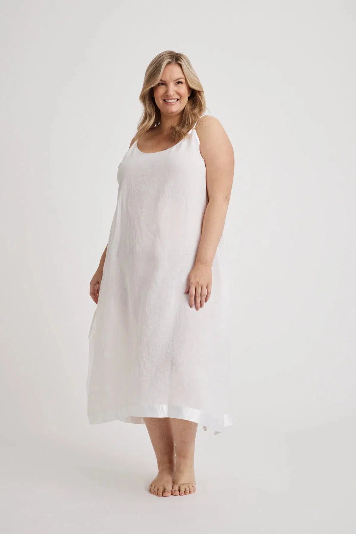 Renae - Slip Nightdress - Long - White-Slip Nightdress | S- | Hank & Hera
