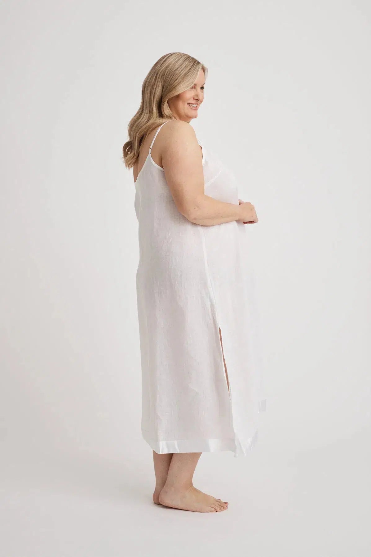 Renae - Slip Nightdress - Long - White-Slip Nightdress | S- | Hank & Hera