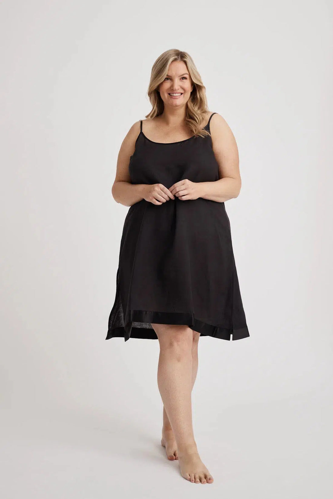 Renae - Slip Nightdress - Short - Black-Slip Nightdress | XS- | Hank & Hera