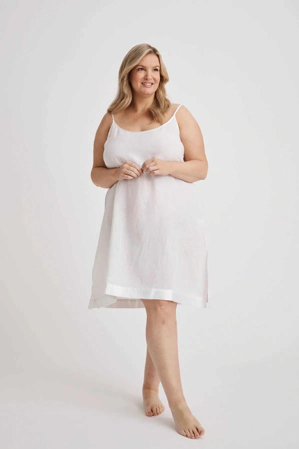 Renae - Slip Nightdress - Short - White-Slip Nightdress | XS- | Hank & Hera