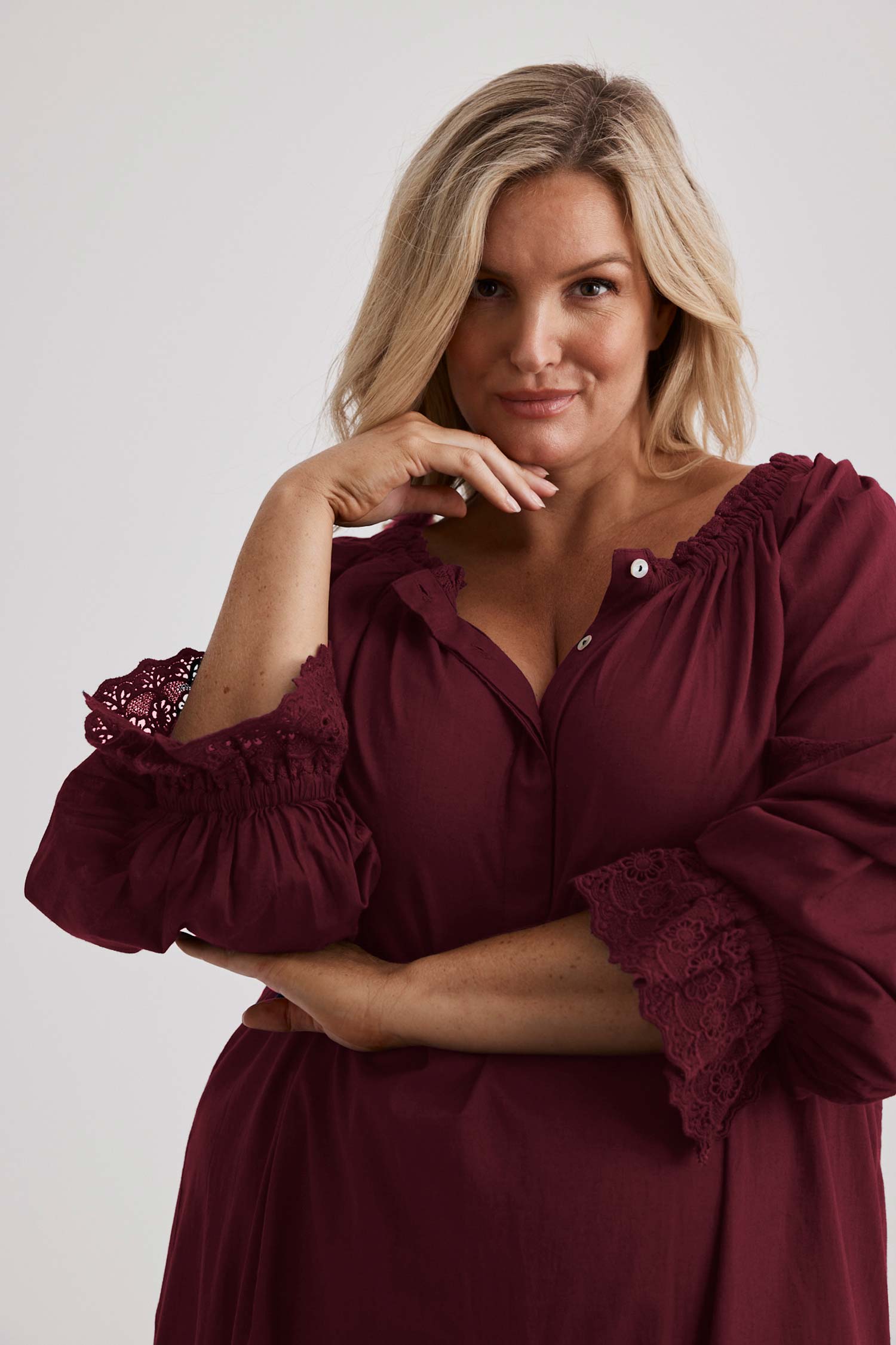 Limited Edition Burgundy Sleepwear: Elegant Nightgowns for Every Stage