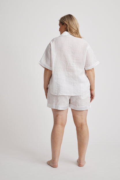 Hera - Pajama Shirt - Short Sleeve - White