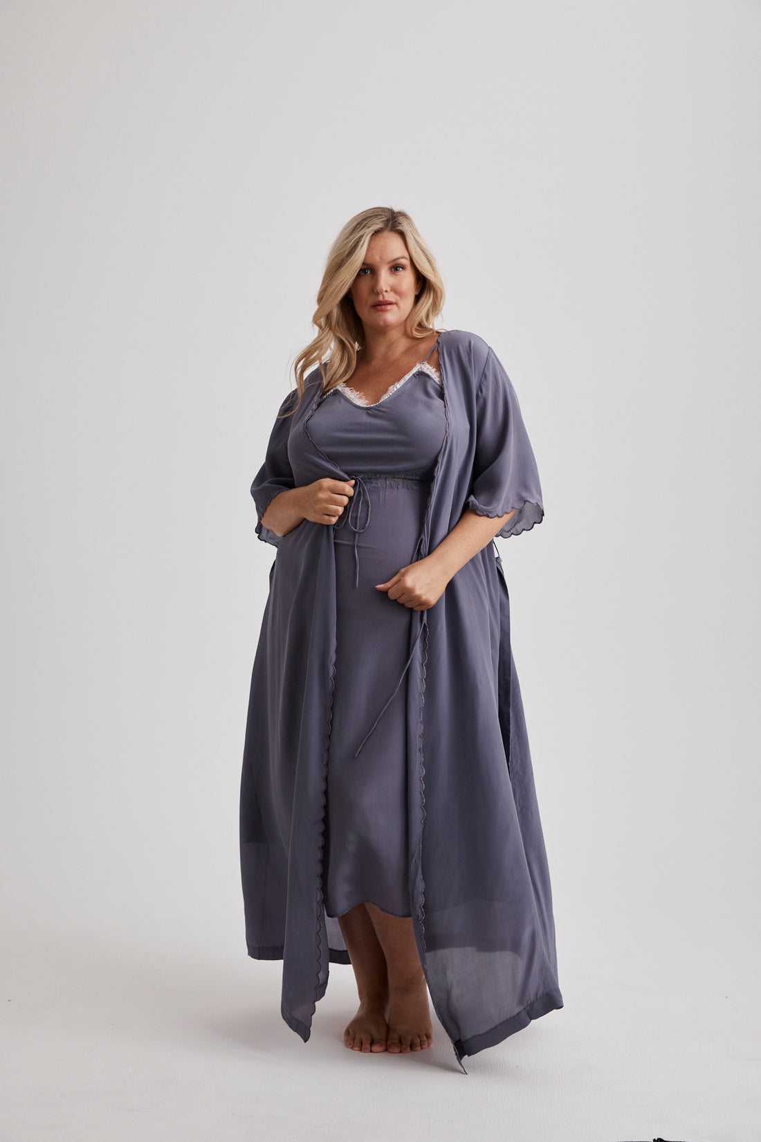 Philippa - Robe - Long - Crepe De Chine (Silk) - Grey