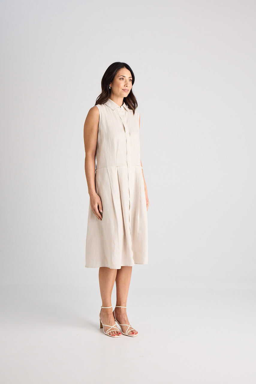 Lilli - Dress - Knee-Length - Oatmeal - Linen