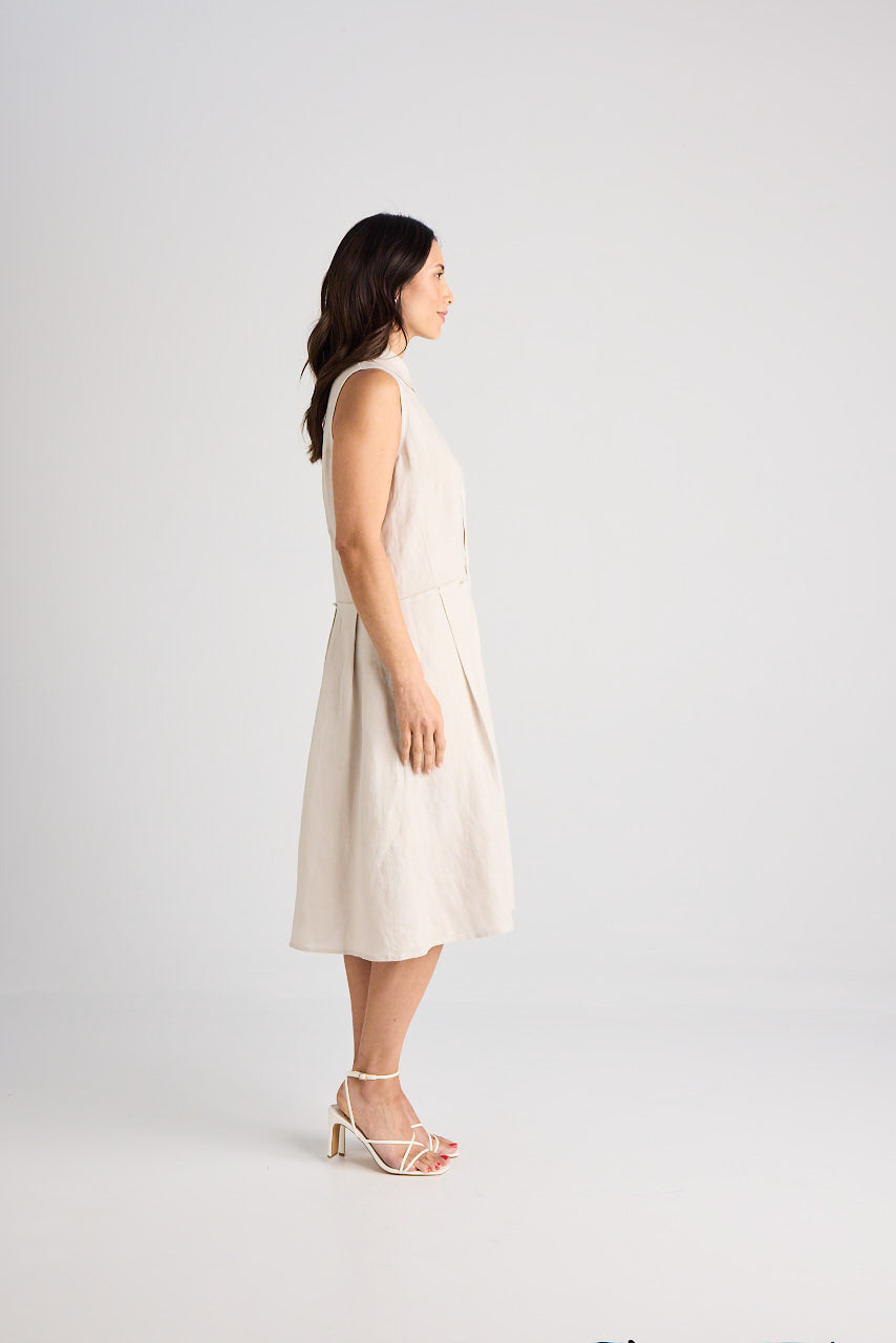 Lilli - Dress - Knee-Length - Oatmeal - Linen