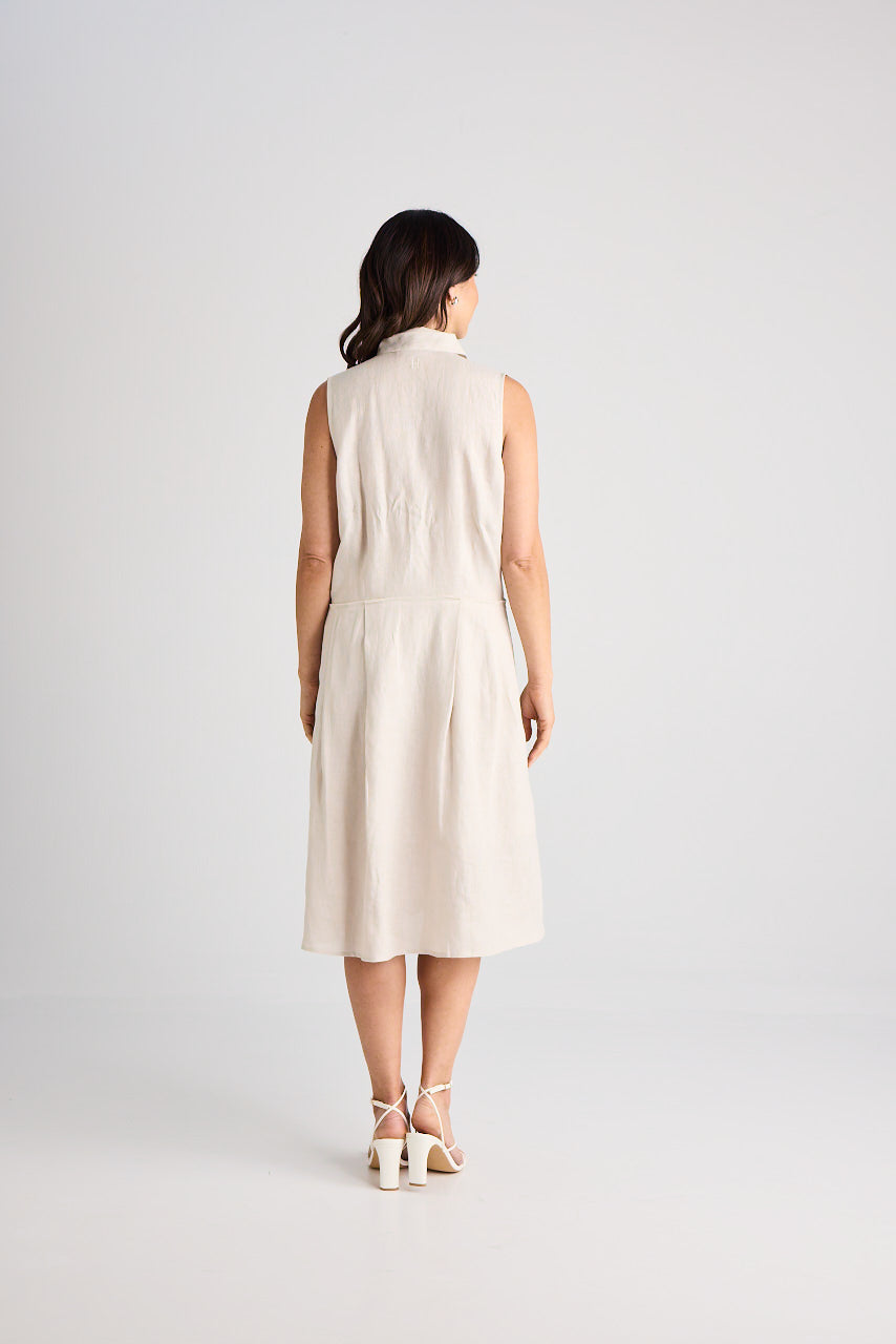 Lilli - Dress - Knee-Length - Oatmeal - Linen