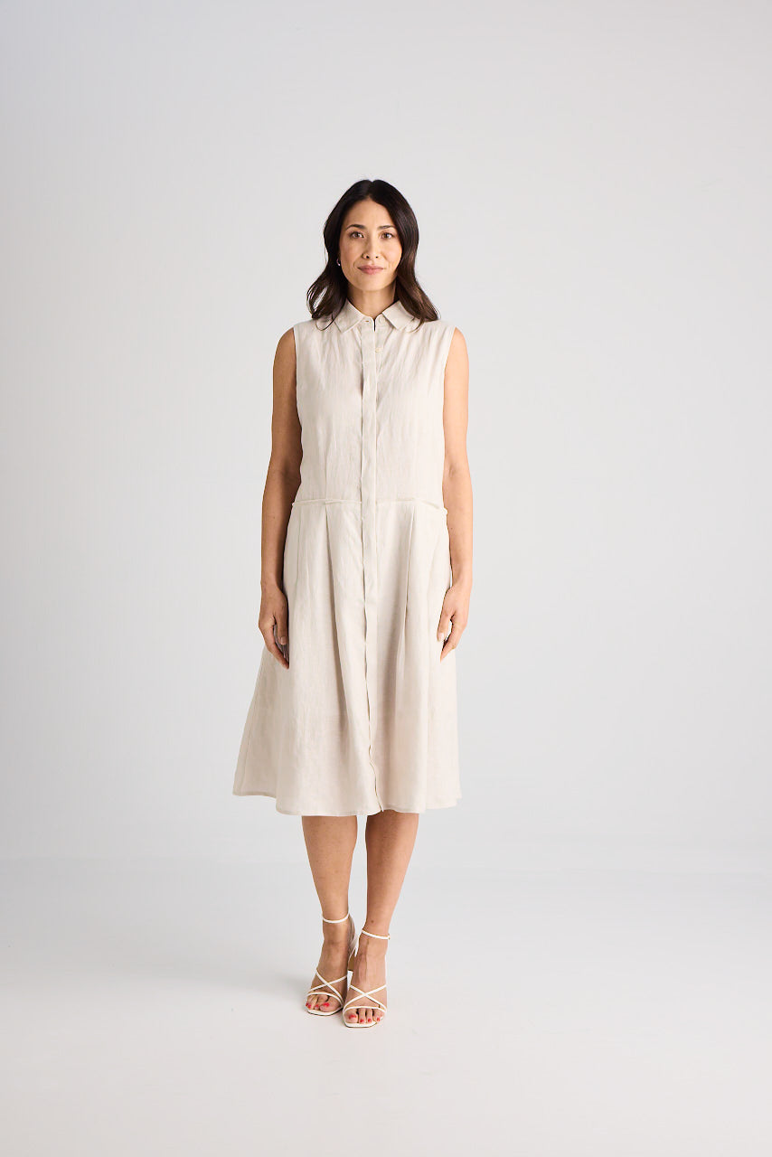 Lilli - Dress - Knee-Length - Oatmeal - Linen