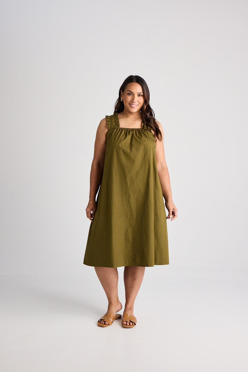 Laura - Dress - Knee-Length - Olive