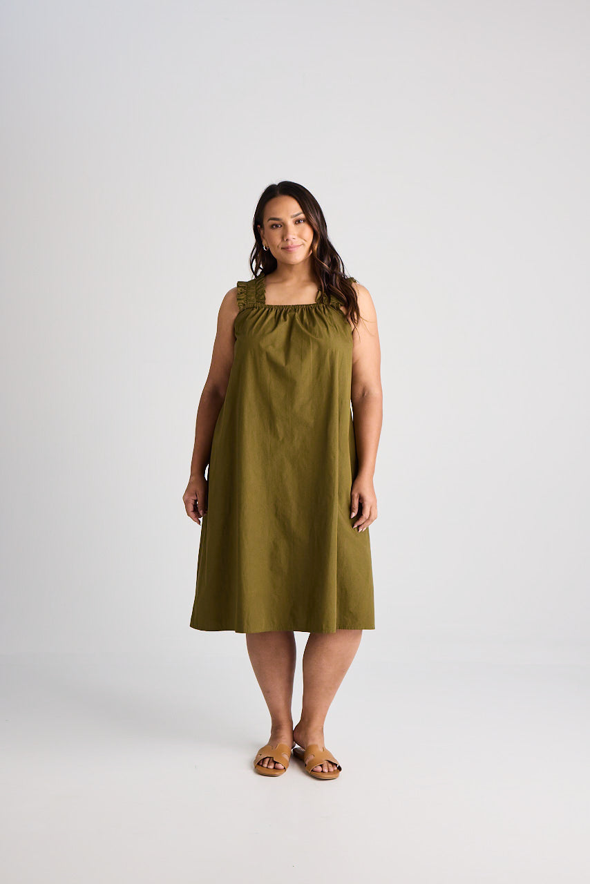 Laura - Dress - Knee-Length - Olive