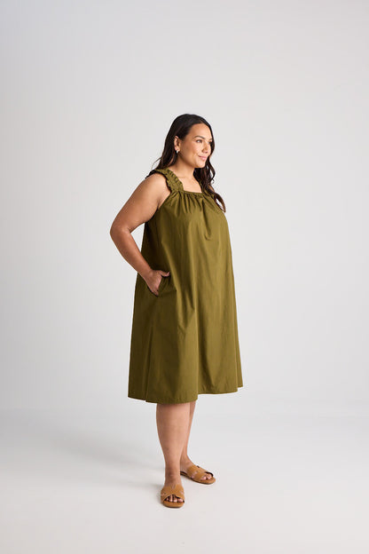 Laura - Dress - Knee-Length - Olive