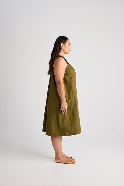 Laura - Dress - Knee-Length - Olive