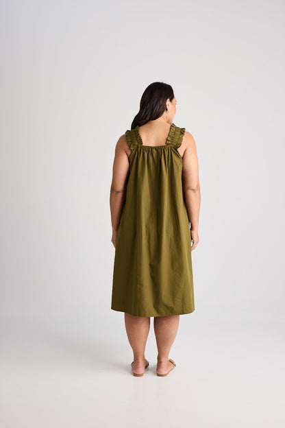 Laura - Dress - Knee-Length - Olive