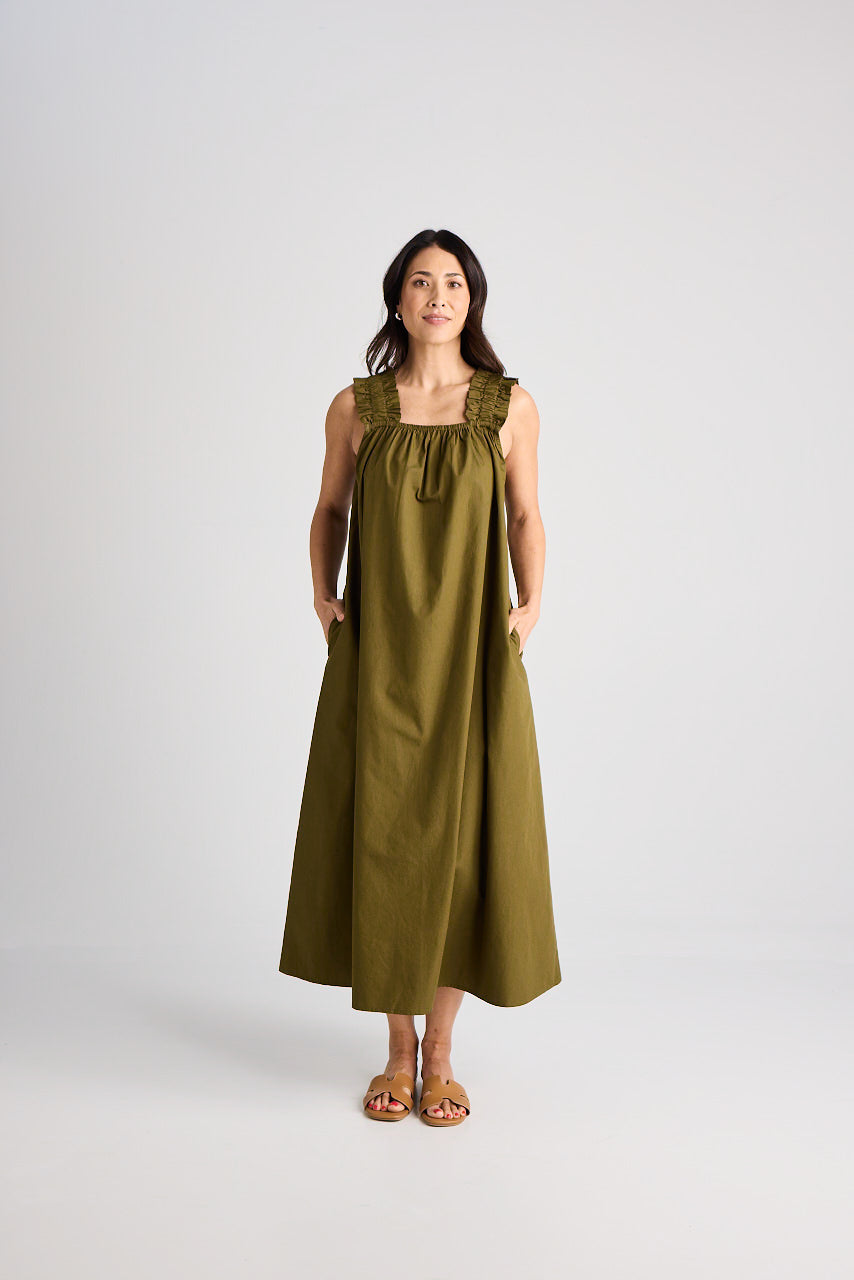 Laura - Dress - Long - Olive