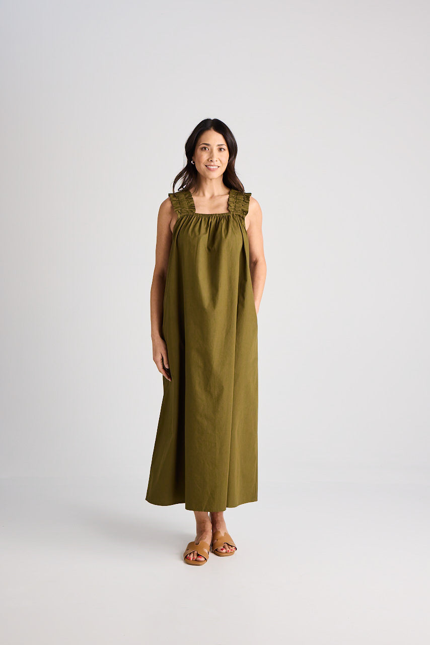 Laura - Dress - Long - Olive