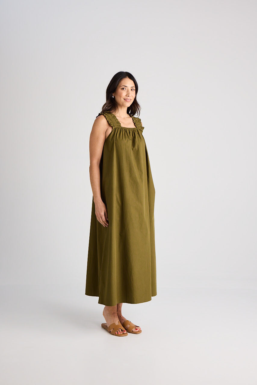 Laura - Dress - Long - Olive