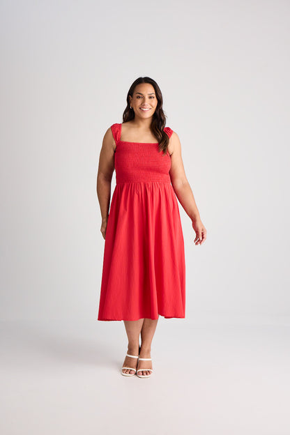 Jamie - Dress - Midi - Red