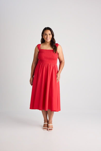 Jamie - Dress - Midi - Red