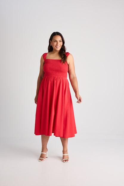 Jamie - Dress - Midi - Red