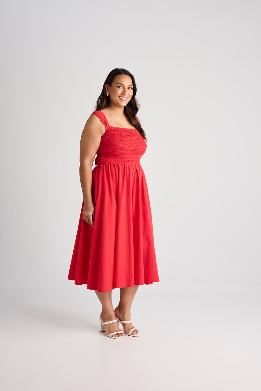 Jamie - Dress - Midi - Red