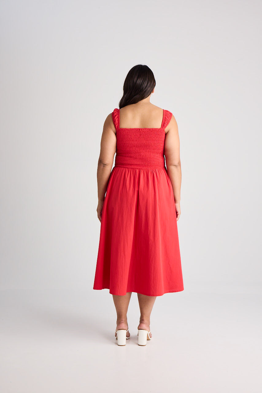 Jamie - Dress - Midi - Red