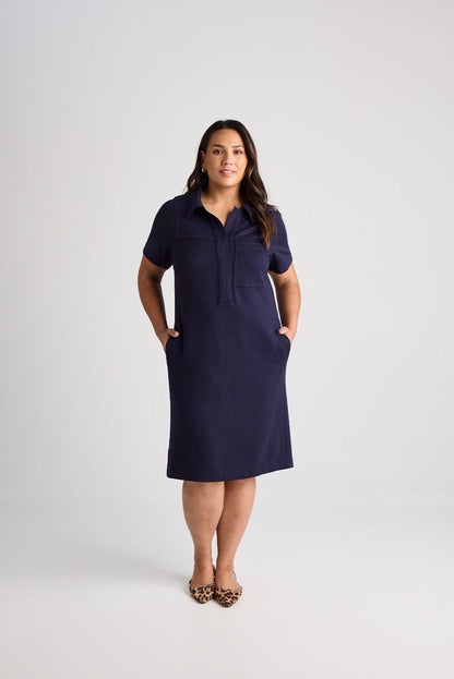 Jacqui - Dress - Knee-Length - Navy