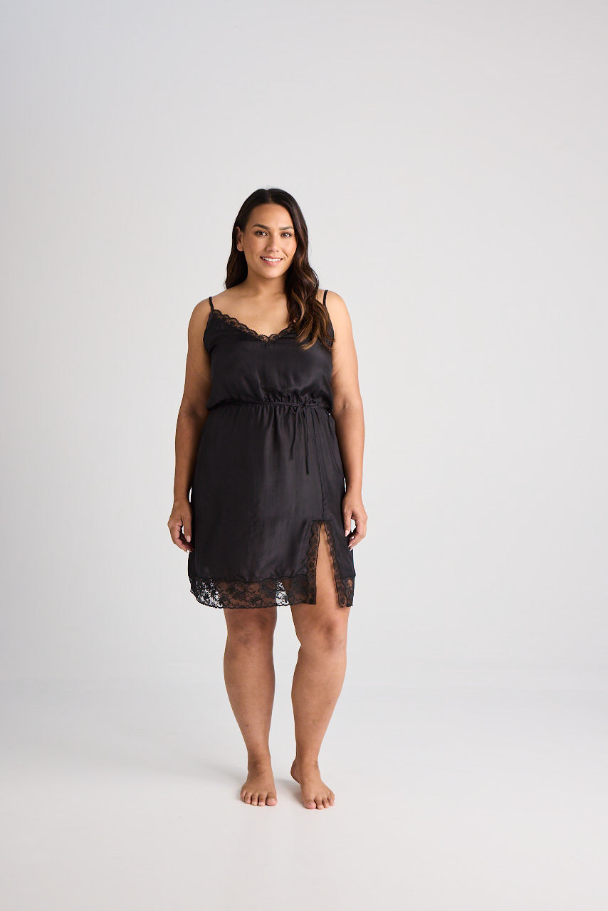 Fiona - Nightie - Short - Silk - Black