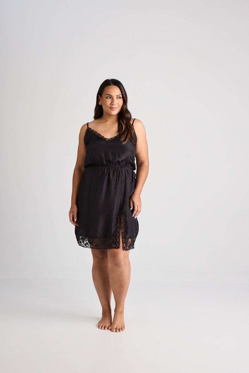 Fiona - Nightie - Short - Silk - Black