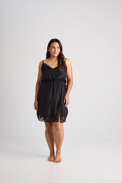 Fiona - Nightie - Short - Silk - Black