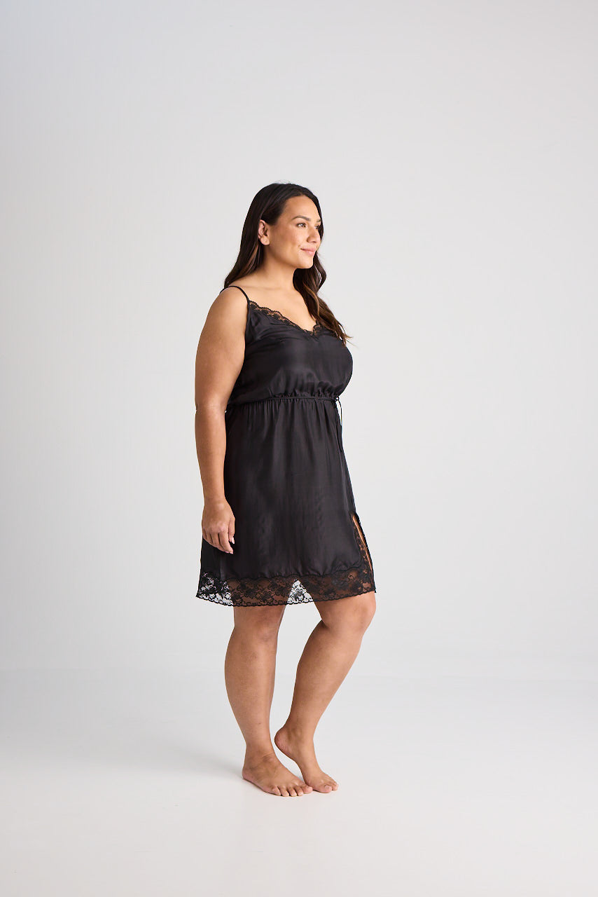 Fiona - Nightie - Short - Silk - Black