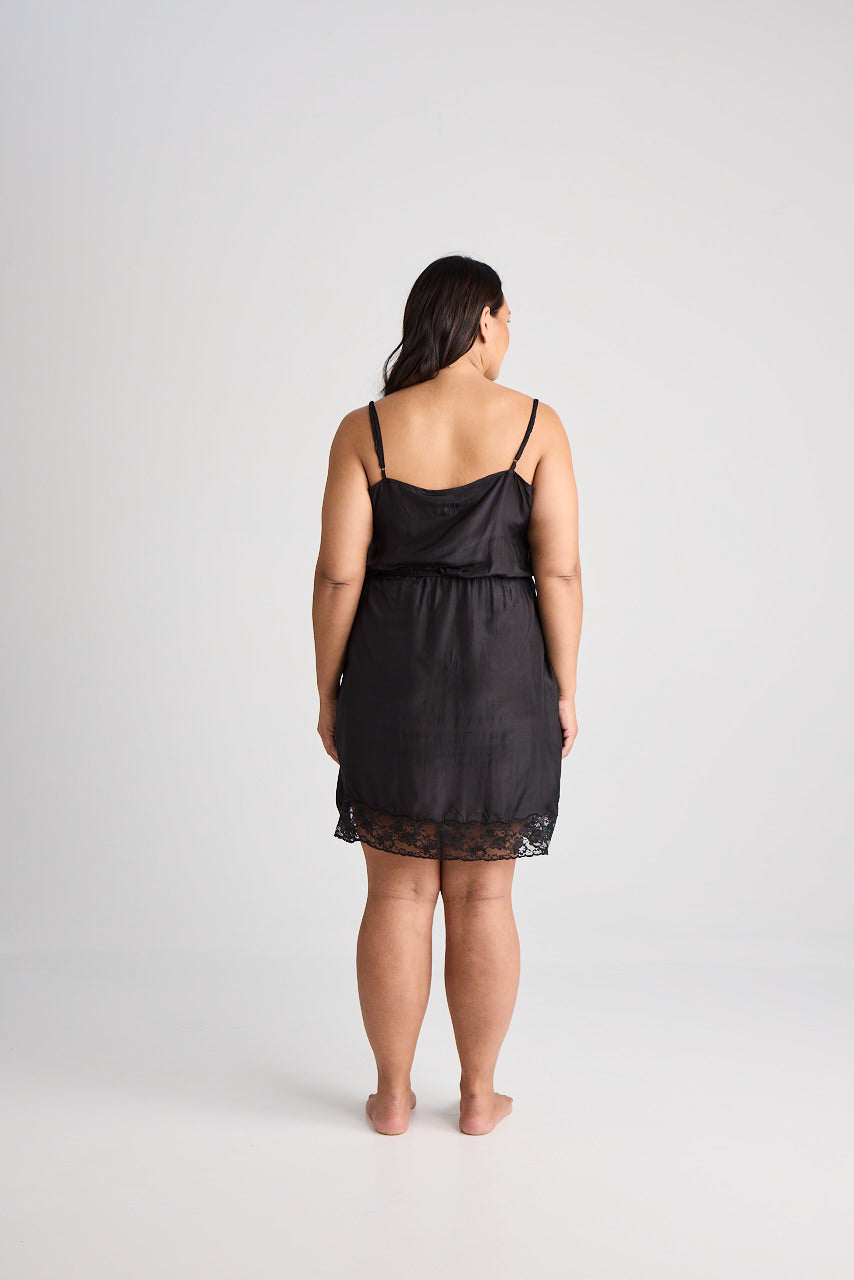 Fiona - Nightie - Short - Silk - Black