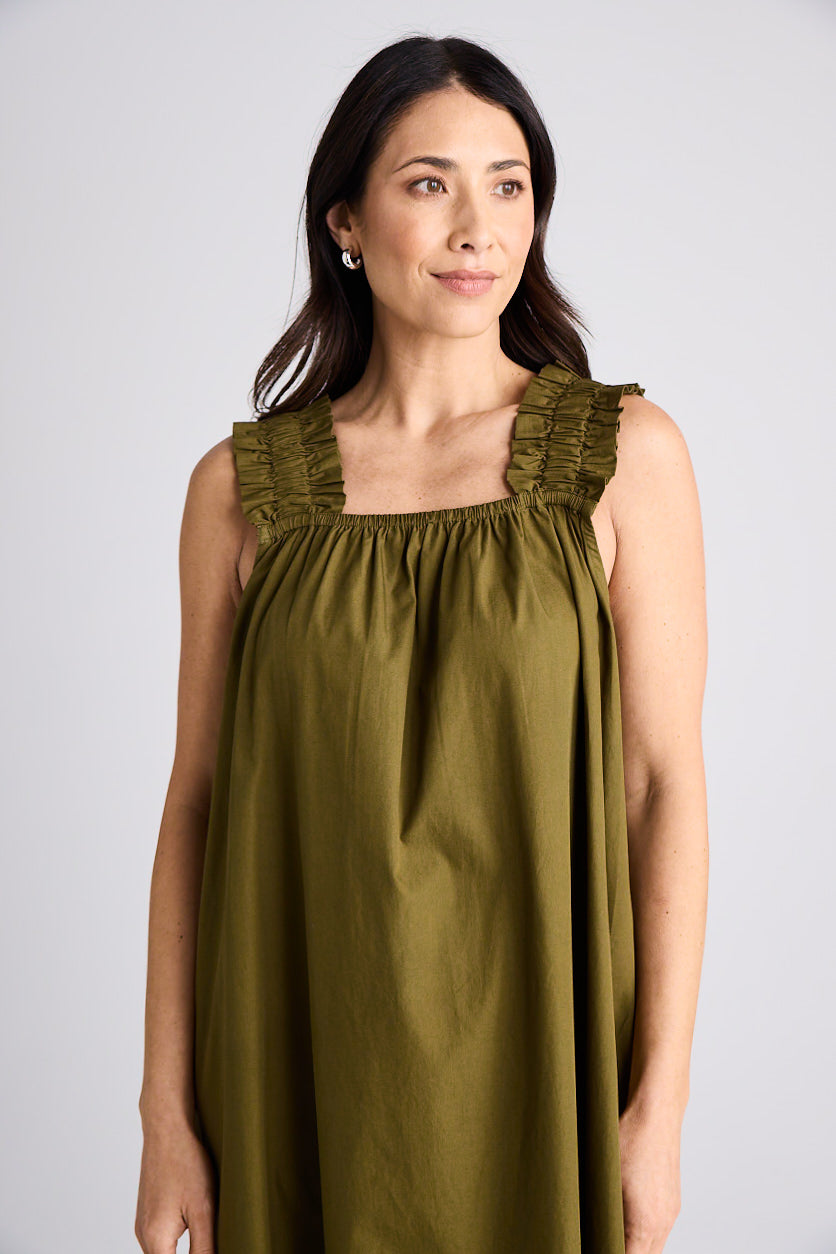 Laura - Dress - Long - Olive