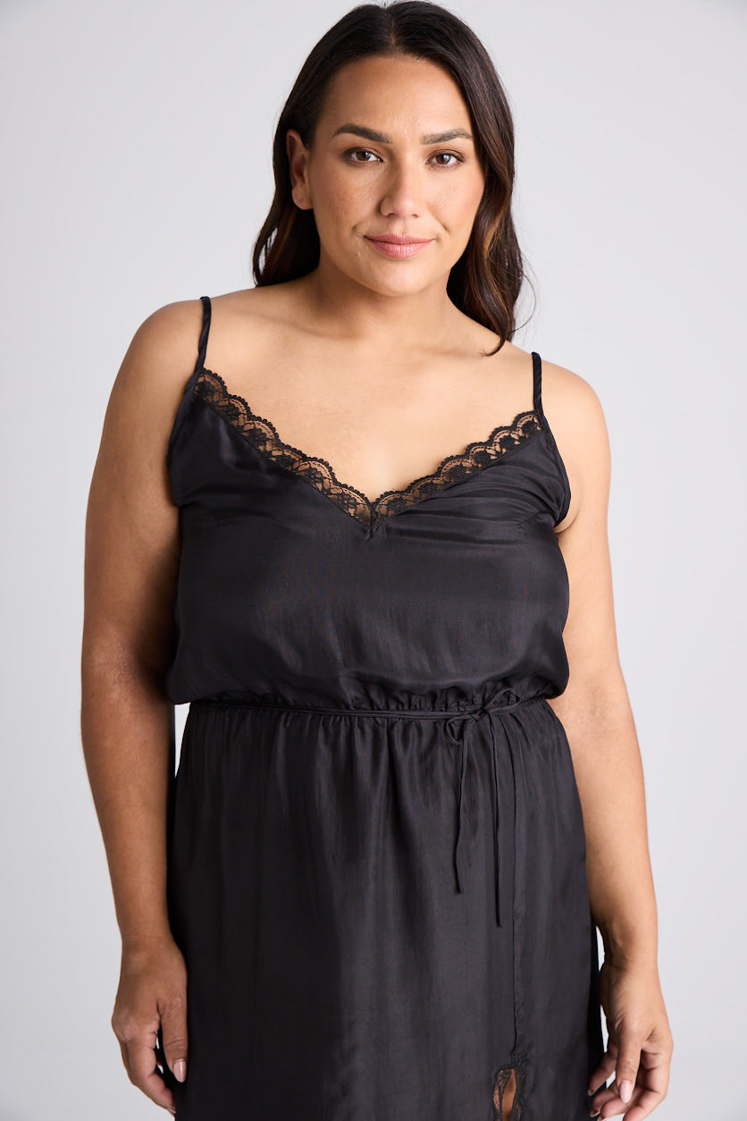 Fiona - Nightie - Short - Silk - Black