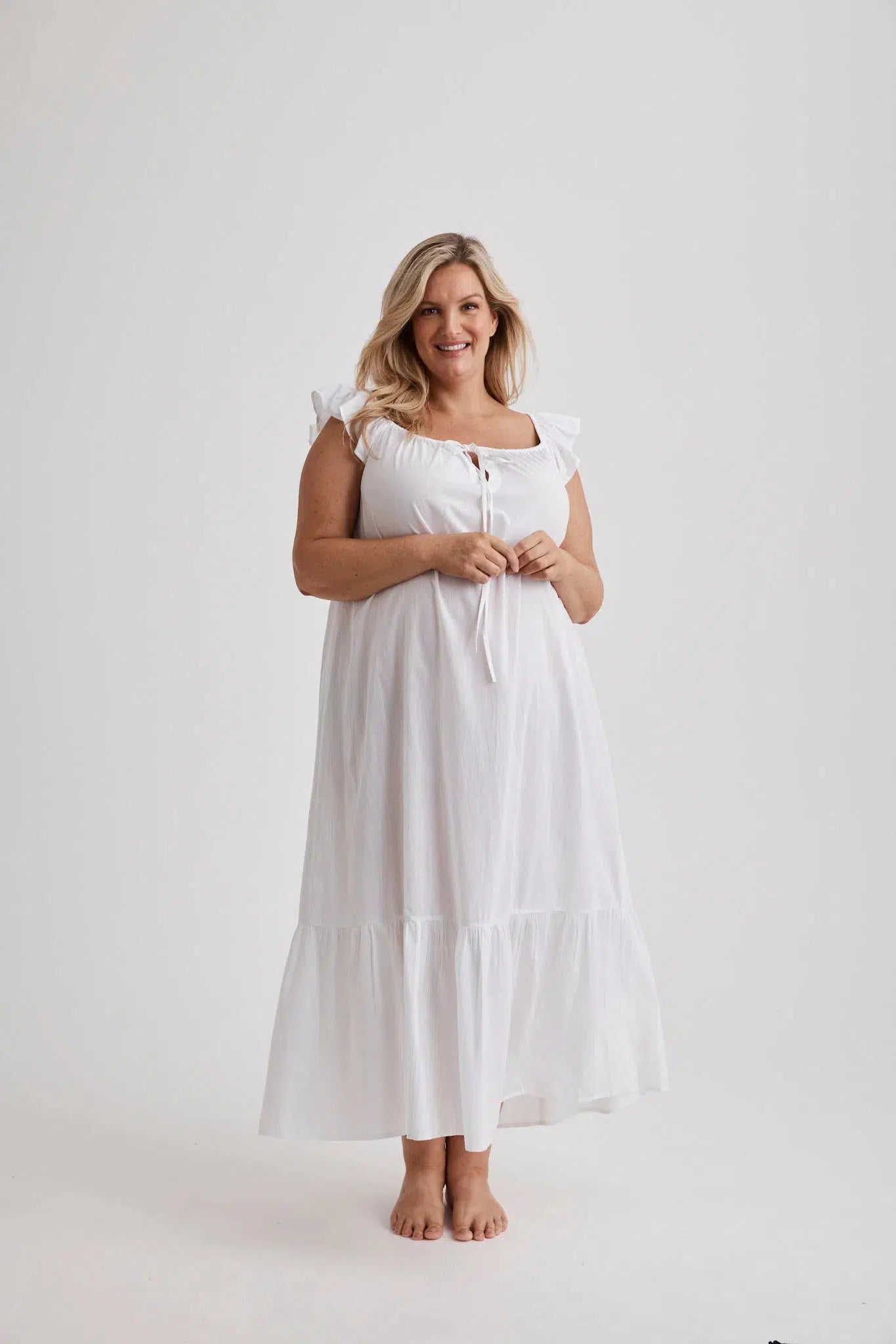 Aurora - Nightgown - Long - White-Nightdress | XS- | Hank &amp; Hera