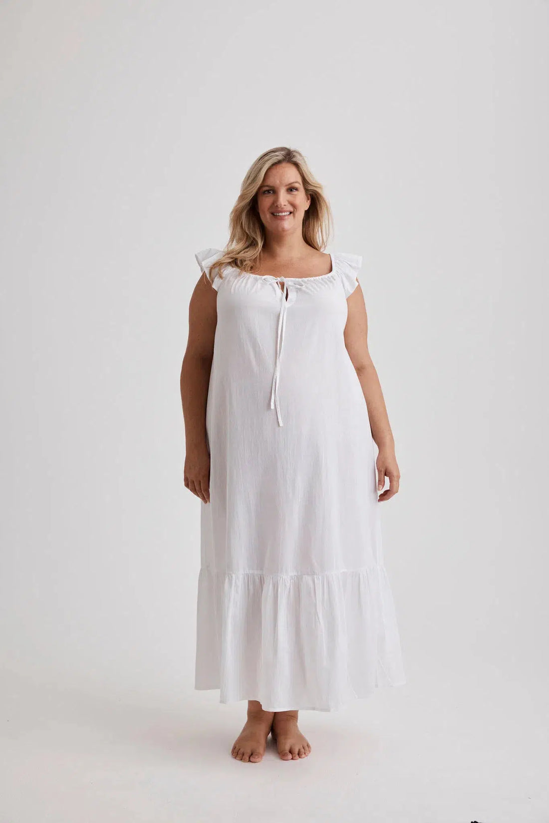 Aurora - Nightgown - Long - White-Nightdress | XS- | Hank &amp; Hera