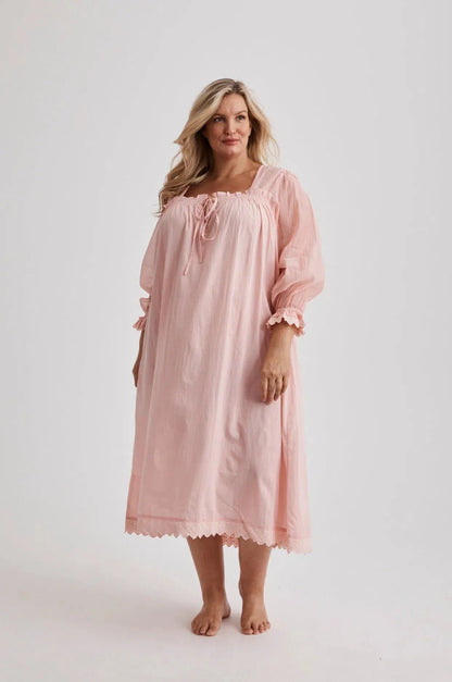 Barbara - Nightgown - Long - Pink-Nightdress | XS- | Hank &amp; Hera