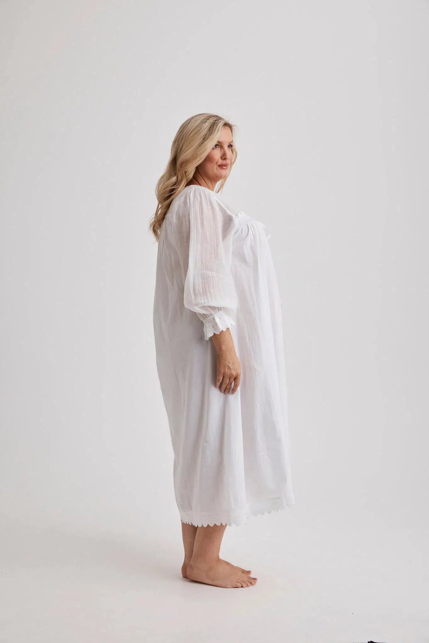 Barbara - Nightgown - Long - White-Nightdress | XS- | Hank &amp; Hera