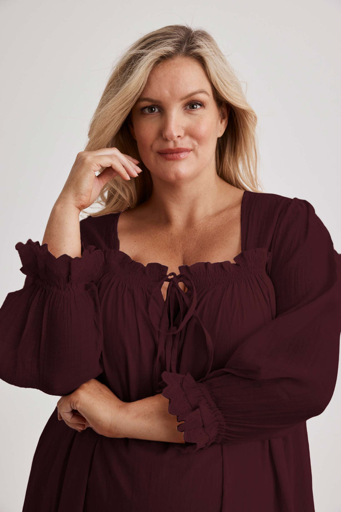 Barbara - Nightgown - Long - Burgundy