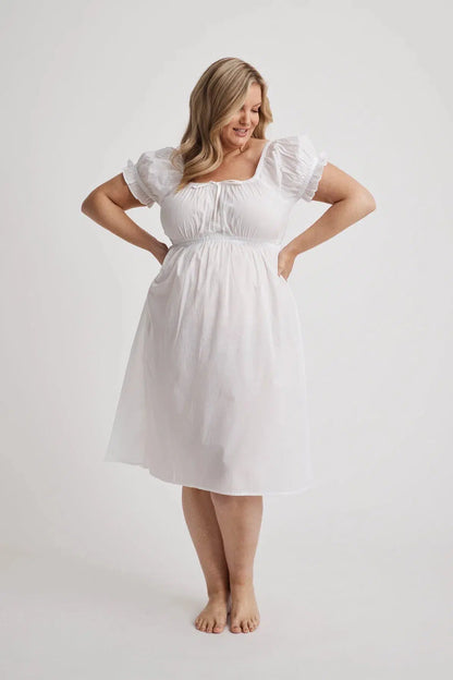 Beverley - Nightdress - Short - White-Nightdress | XS- | Hank &amp; Hera