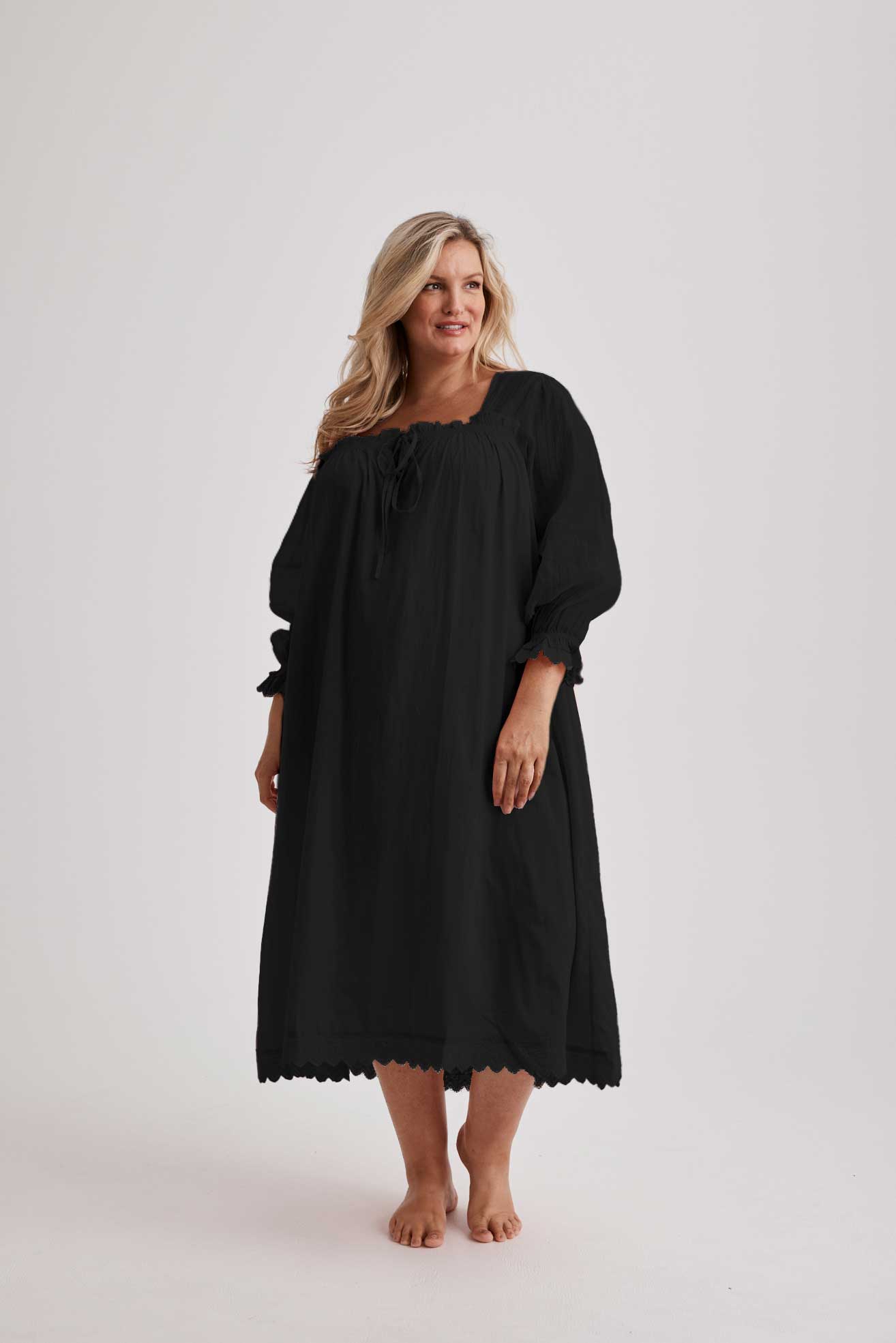 Barbara - Nightgown - Long - Black