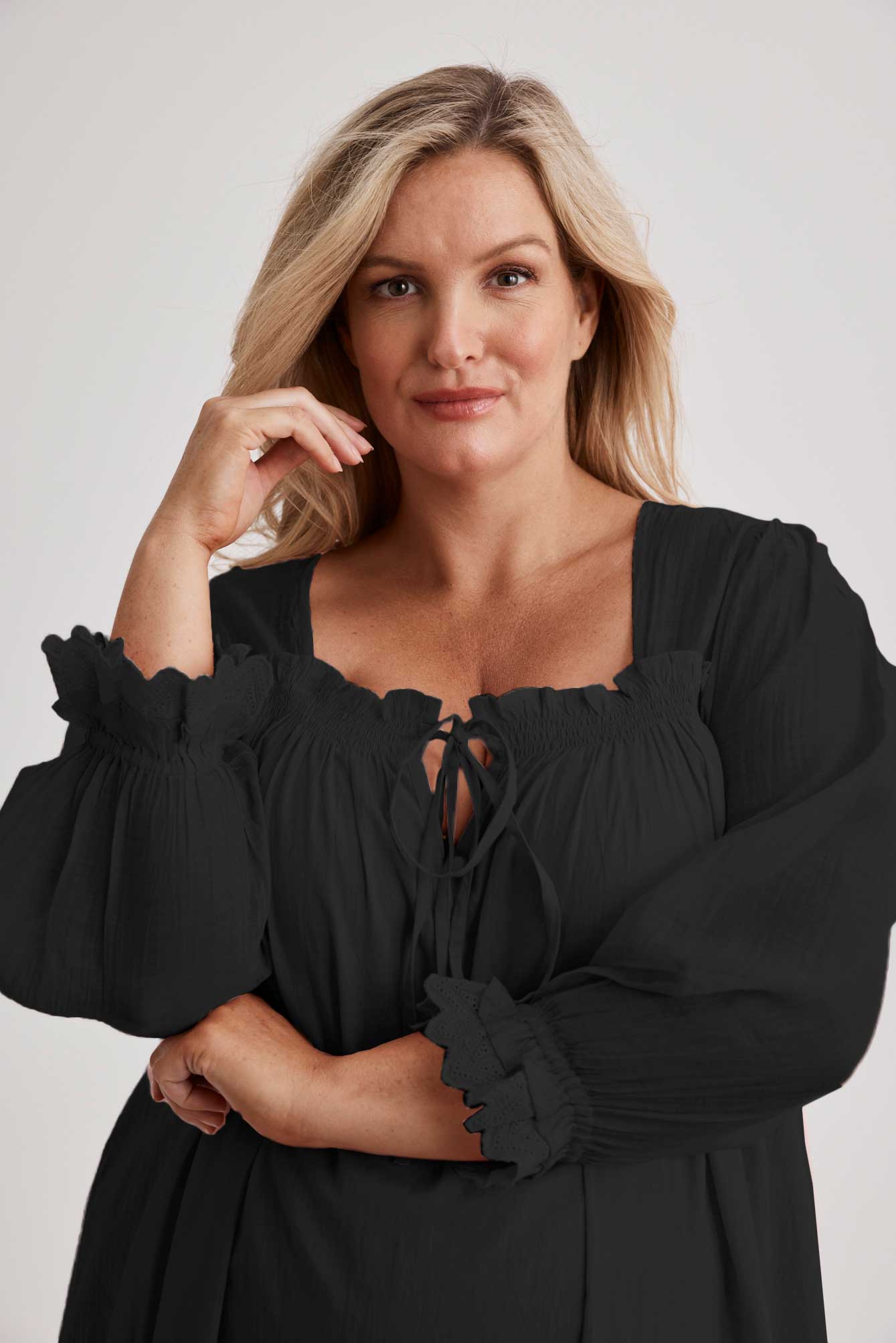 Barbara - Nightgown - Long - Black