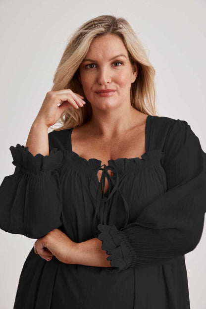 Barbara - Nightgown - Long - Black