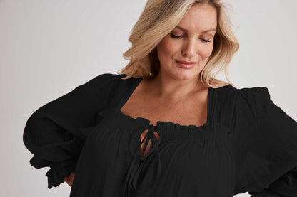 Barbara - Nightgown - Long - Black