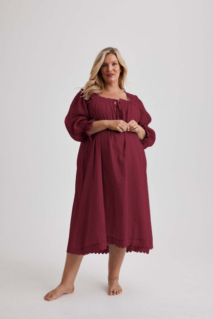 Barbara - Nightgown - Long - Burgundy