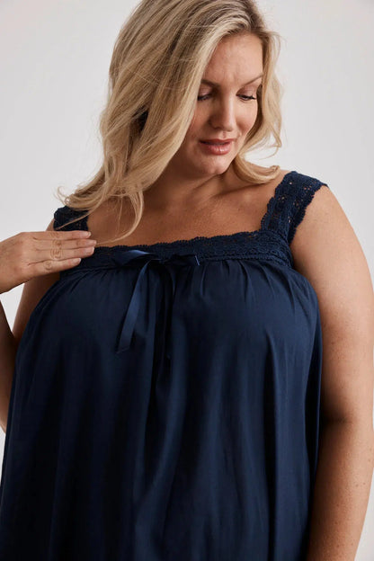 Deborah - Nightie - Mid Length - Navy-Nightie | XS- | Hank &amp; Hera