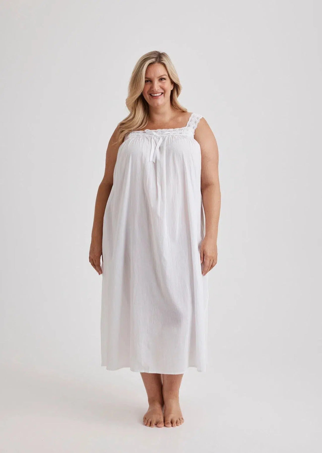 Deborah - Nightie - Mid Length - White-Nightie | XS- | Hank &amp; Hera