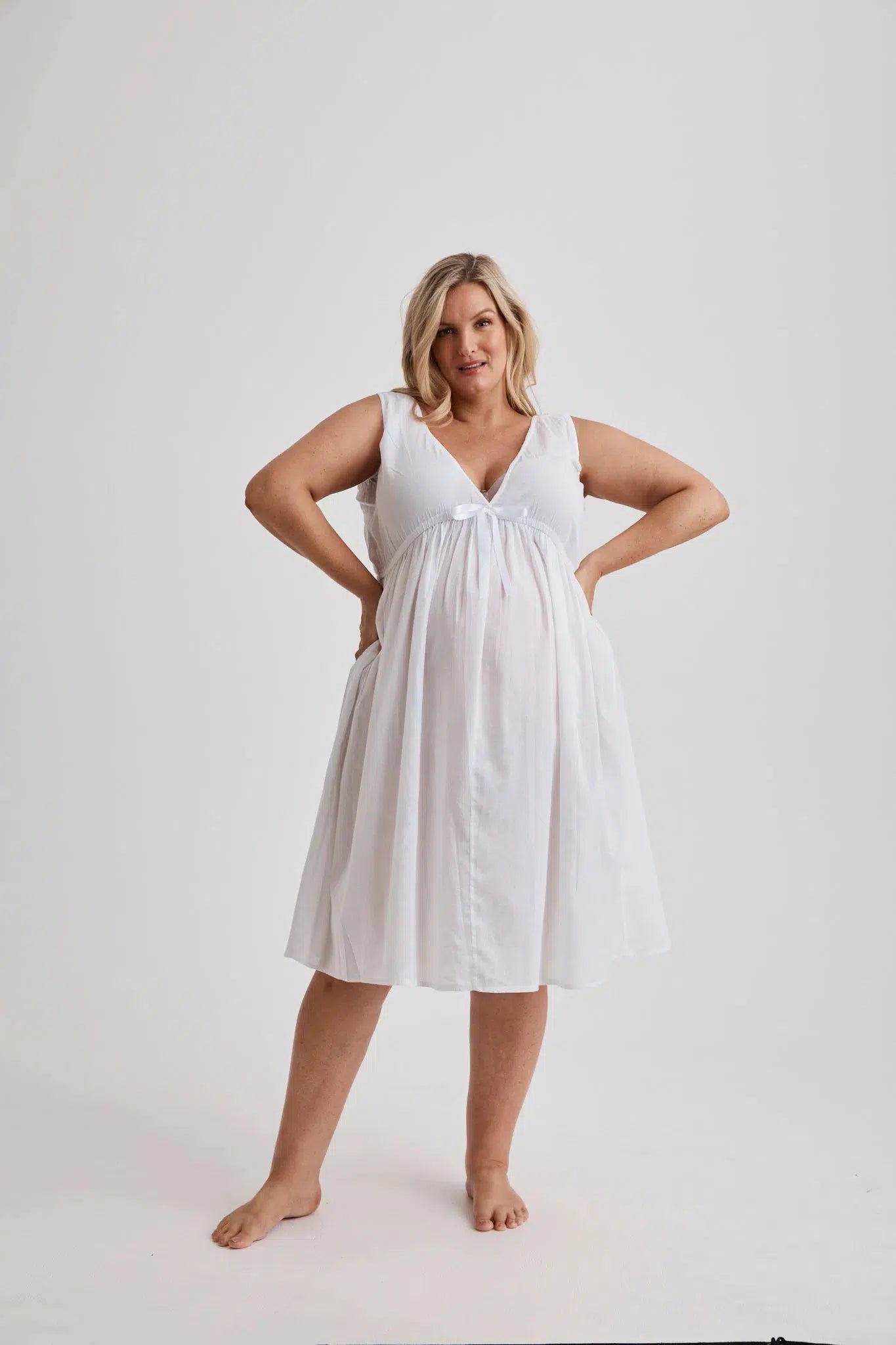 Elizabeth - Nightie - Short - Cotton - White-Nightie | XS- | Hank &amp; Hera