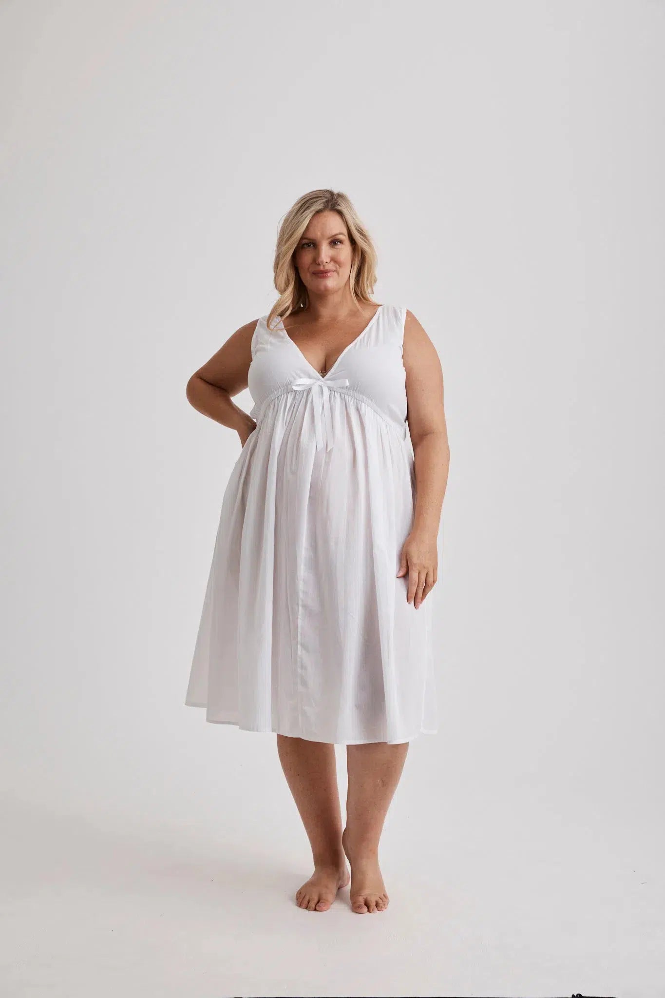 Elizabeth - Nightie - Short - Cotton - White-Nightie | XS- | Hank &amp; Hera