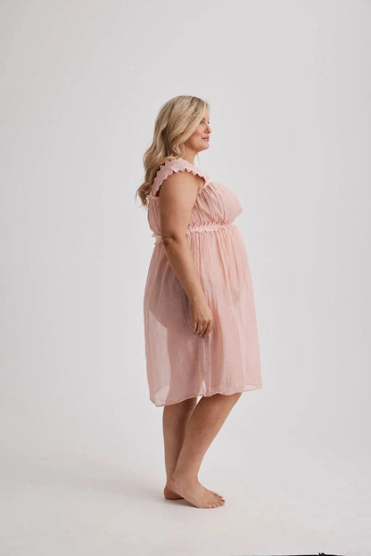 Grace - Nightgown - Knee Length - Pink-Nightdress | XS- | Hank &amp; Hera