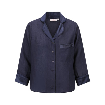 Hera - Pajama Shirt - Long Sleeve - Navy