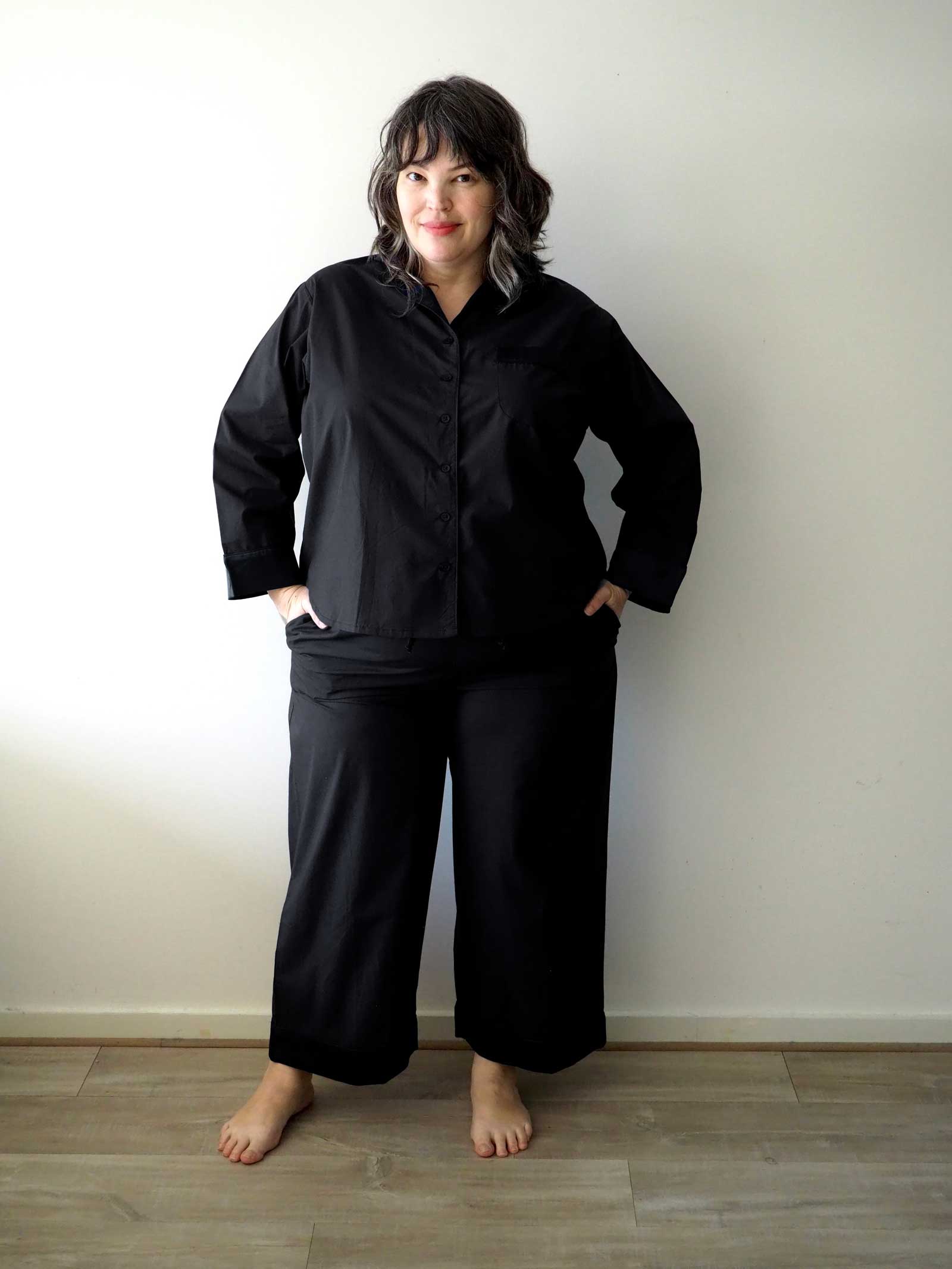 Hera - Pajama Shirt - Cotton - Black